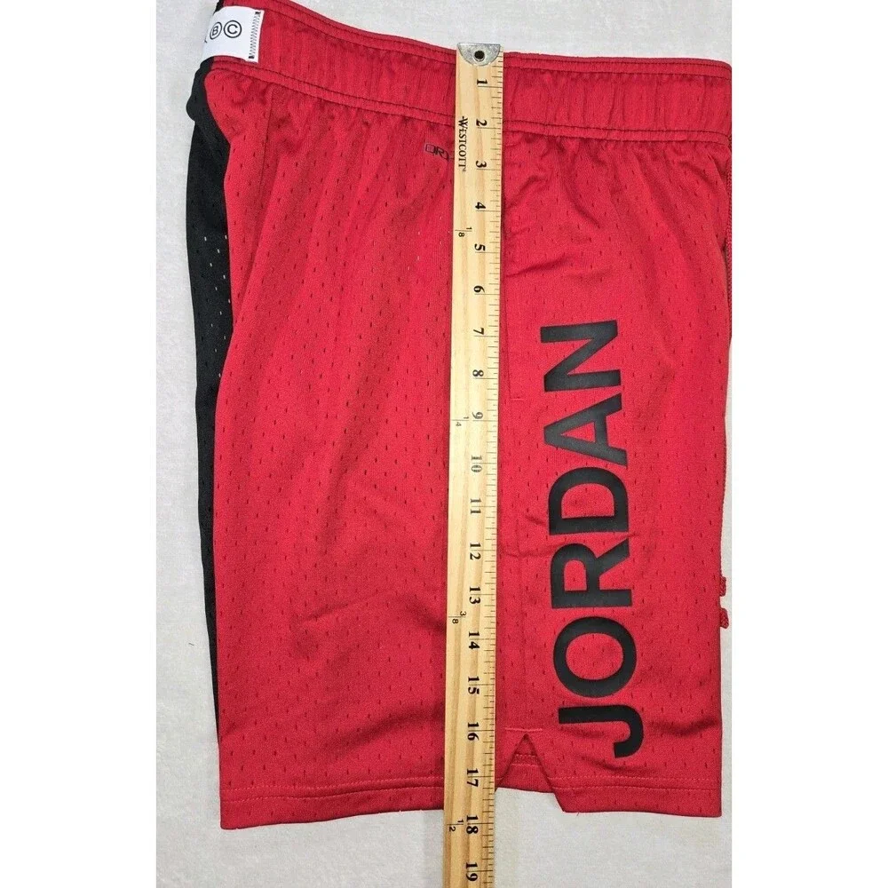 Mens Air Jordan DriFit Mesh Breakfast Club Basketball Shorts Red Black Small